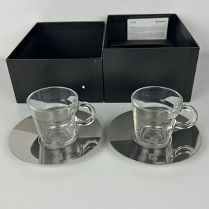 Nespresso View Collection Espresso Glass Cup and Stainless Steel Saucer Set of 2